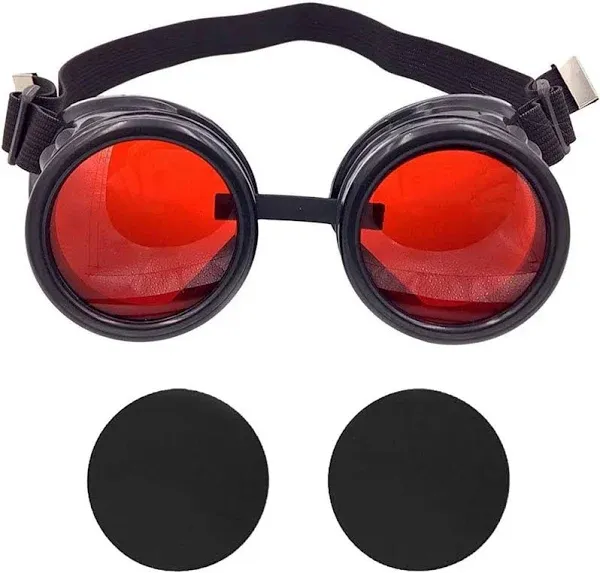 TamBee New colored Diamond Lens Vintage Steampunk Goggles Glasses Welding Black