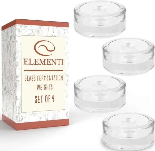 Elementi Fermentation Weight Set of 4 - Easy Grip Glass Fermenting Weights 