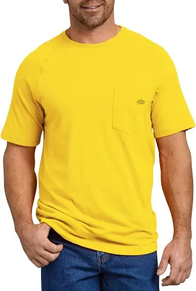 Dickies Shirt Mens 2XL XXL Yellow Work Wear Outdoor Lightweight Pocket Tee NWT