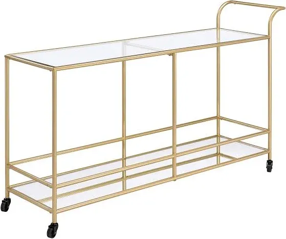Kenda Clear Glass, Mirrored & Gold Serving Cart