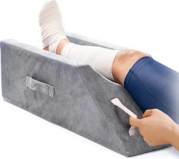 LightEase Memory Foam Leg Support and Elevation Pillow w/Dual Handles for Surgery, Injury, or Rest