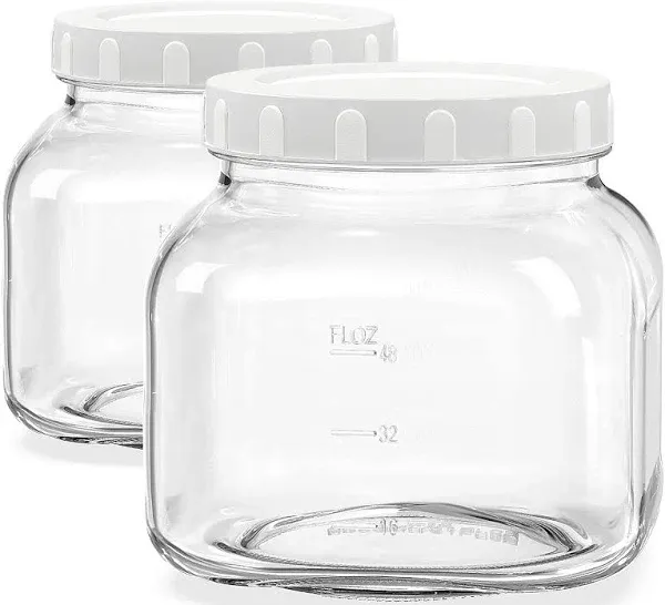 Folinstall 81 Oz/0.6 Gallon Airtight Glass Jar with Lids Wide Mouth Half Gallon Mason Jar for Pickle