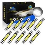 EverBright White 29MM Festoon Led for Car Visor Mirror Lights, 6641 6612F 7065 Led Festoon Bulb 12V Dome Light, 4014-9SMD, Pack of 10