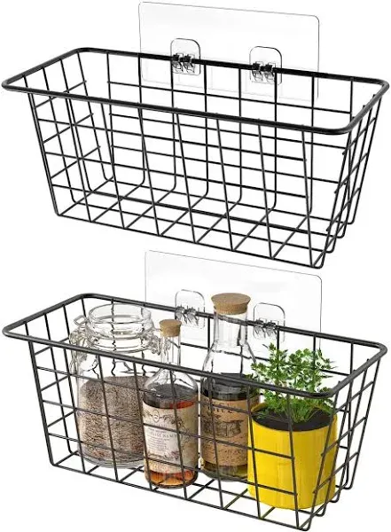 MaraFansie Hanging Kitchen Baskets Wire Storage 2 Installations-<wbr/>2PACK, Black 