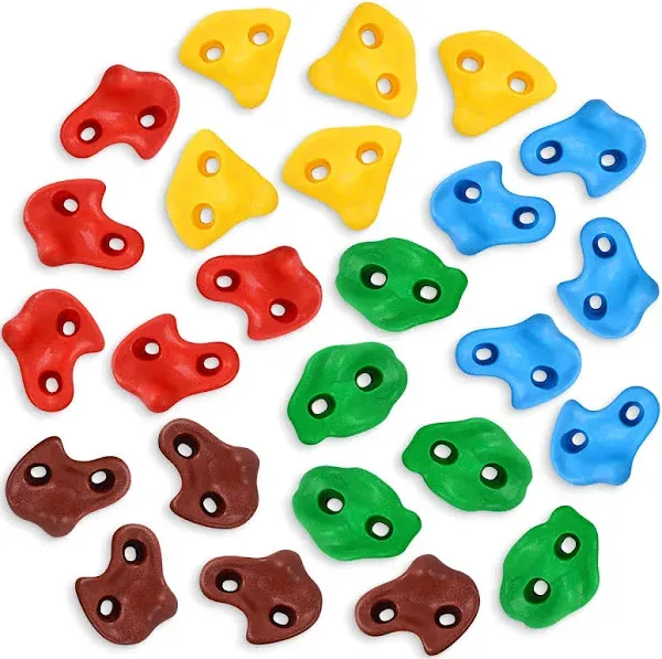 TOPNEW 25PCS Rock Climbing Holds for Kids, Large Climbing Holds for Play Set, Swingset - Adult Rock Wall Holds with Mounting Hardware for Indoor Outdoor Rock Climbing Wall