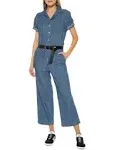 Levi&#039;s Women&#039;s Short Sleeve Denim Jumpsuits Overalls Straight Leg, Dark Blue