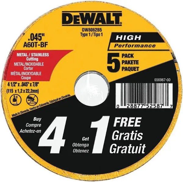 DeWalt Cutting Wheel 4-1/2-Inch 5-Pack