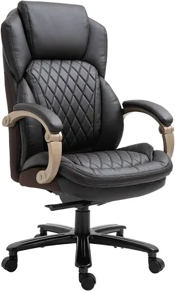 Vinsetto Big and Tall Executive Office Chair with Wide Seat, Computer Desk Chair with High Back Diamond Stitching, Adjustable Height & Swivel Wheels, Brown