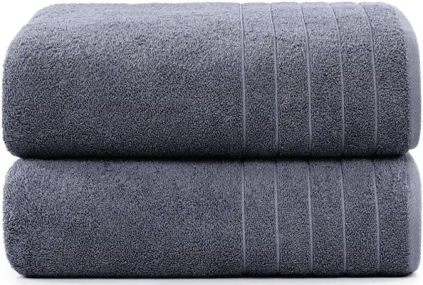 Casa Platino Bath Towels 2 Pack, Large Bath Towel Set(30"x 60"), 100% Ring Spun Cotton Towels, Lightweight Towels for Bathroom, Bathroom Towels, Quick Drying Bath Towel Set, Soft Towel - Cool Grey