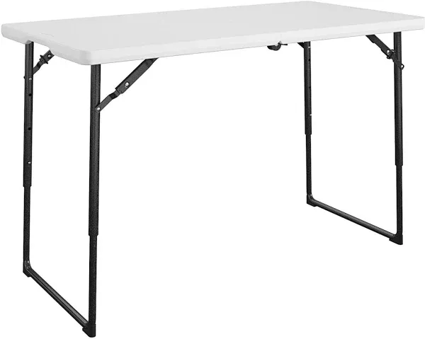 Cosco 4 ft. Centerfold Blowmold Adjustable Height Utility Table in White