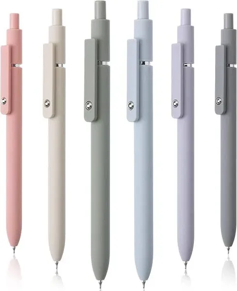 Cute Retractable Fine Point Gel Pens 6 Pack