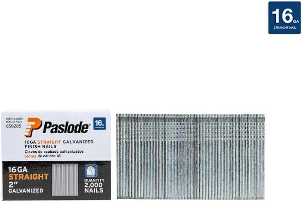 Paslode, Finishing Nail, 650285, Straight, 16 Gauge, 2,000 per Box, 2 inch