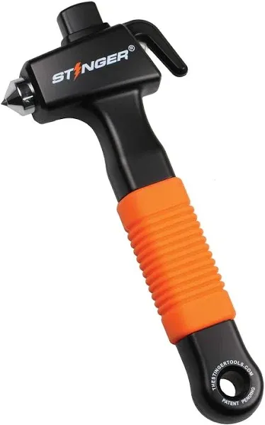 Stinger Super Duty Car Emergency Escape Hammer, Seatbelt Cutter, Spring-Loaded Window Breaker Orange