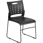 Heavy Duty Sled Base Black Plastic Office Guest Chair - Waiting Room Chair