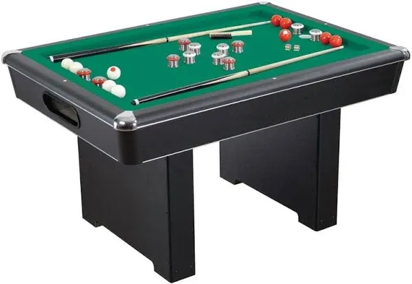 Renegade 54-In Slate Bumper Pool Table for Family Game Rooms with Green Felt, 48-In Cues, Balls, Brush and Chalk