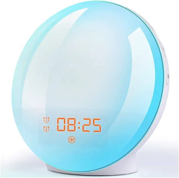 FlTFORT Alarm Clock Wake Up Light with Sunrise/Sunset Simulation Dual Alarms and Snooze Function