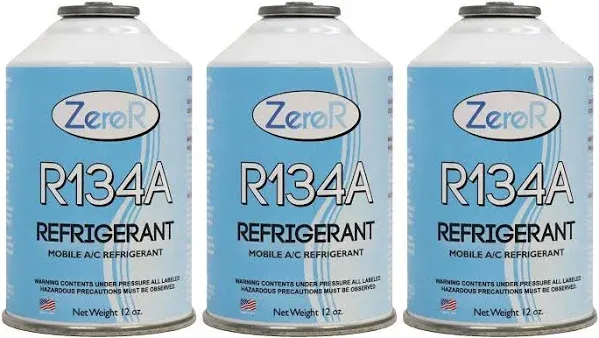 ZeroR® R134a Refrigerant for MVAC use in a 12oz Self-Sealing Container (3 Pack)