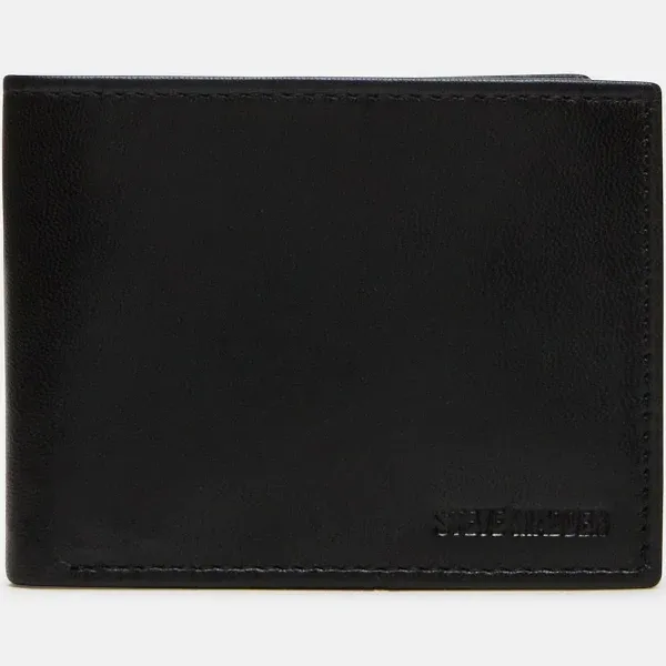 NEW Steve Madden Genuine Leather Men’s Passcase Wallet - Black - RFID Technology