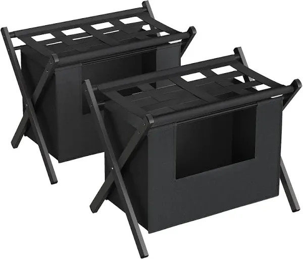 SONGMICS 2 Pack Luggage Rack with Removable Laundry Bag Set of 2 Suitcase Stands for Guest Room