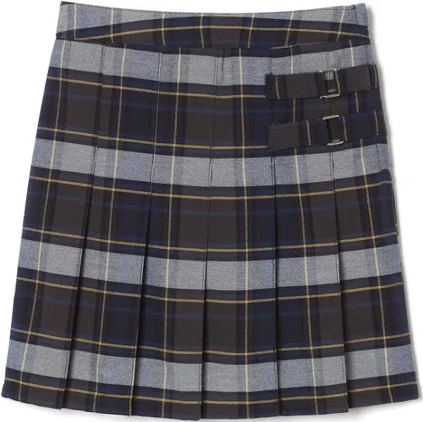 Girl&#39;s Plaid Pleated 2-Tab Scooter - Navy / Red