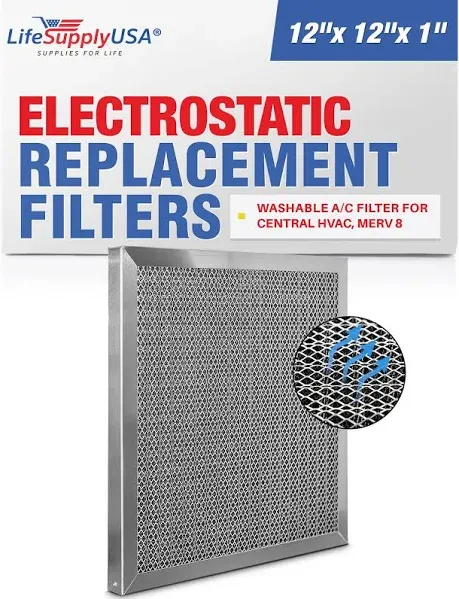 Aluminum Electrostatic Air Filter Replacement Washable Air Purifier A/C Filter for Central HVAC LifeSupplyUSA