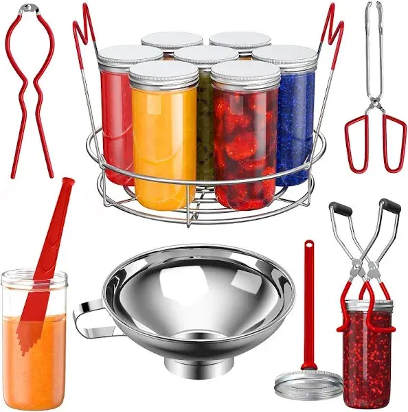 Canning Supplies Starter Kit, 7 Piece Canning Tools Set with Stainless Steel Rac