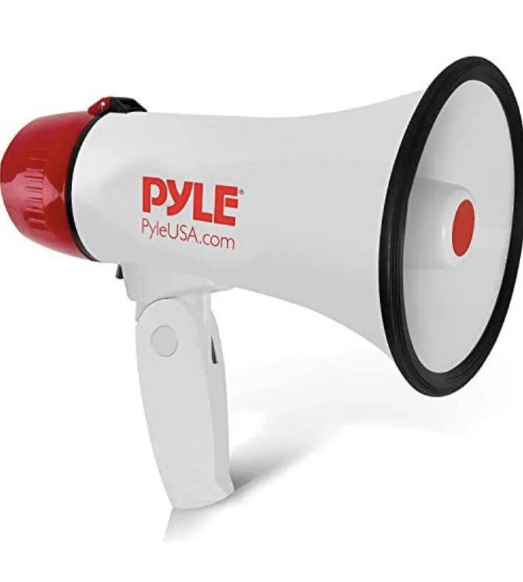 Pyle Megaphone Speaker PA Bullhorn - Built-in Siren - 20 Watt Adjustable