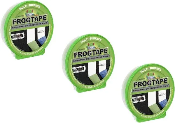 FROGTAPE 1358463 Multi-Surface Painter's Tape with PAINTBLOCK, Medium Adhesion, 0.94" Wide x 60 Yards Long, Green, 3 Pack