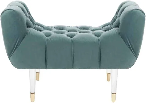 Safavieh Eugenie Tufted Velvet Acrylic Bench - Pale Taupe