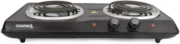 Courant Double Burner, 1700W Hotplate, Black Countertop Burner, Portable Electric Cooktop, Black, CEB2183K