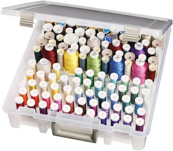 Artbin 9002AB Super Satchel Thread Box Portable Craft & Sewing Organizer with Thread Tray