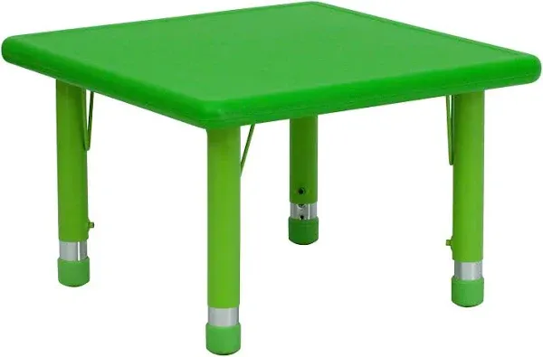 Flash Furniture Wren 24'' Square Green Plastic Height Adjustable Activity Table