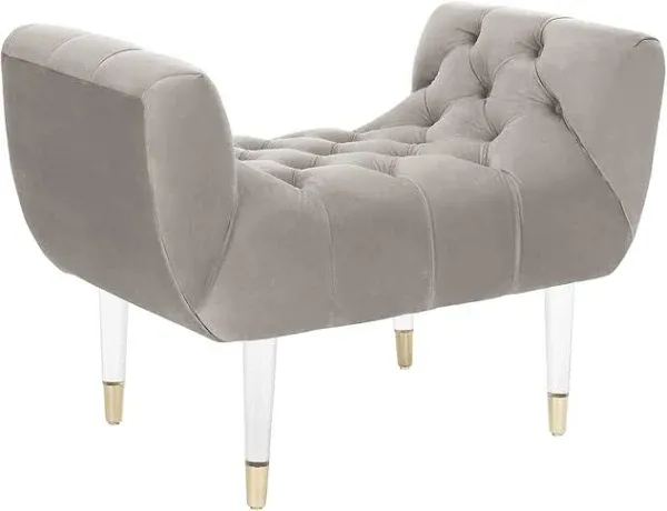 SAFAVIEH Couture Eugenie Tufted Velvet Acrylic Bench- Pale Pale Taupe 34.8&#034;x21.3