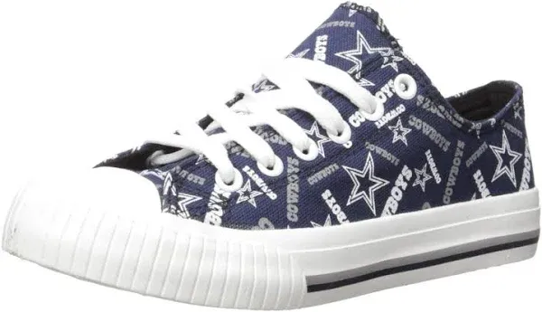 New Dallas Cowboys Womens Low Top Repeat Print Canvas Shoe Size 6