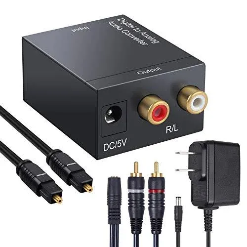 Digital to Analog Converter, 192kHz DAC Converter SPDIF to RCA,Optical to 3.5...