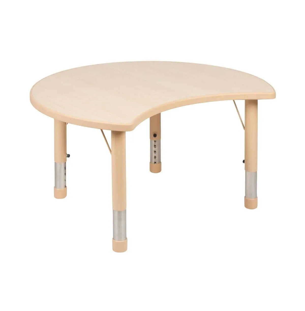 Emma + Oliver 25.125" W x 35.5" L Crescent Natural Plastic Adjustable Activity Table-Seats 4