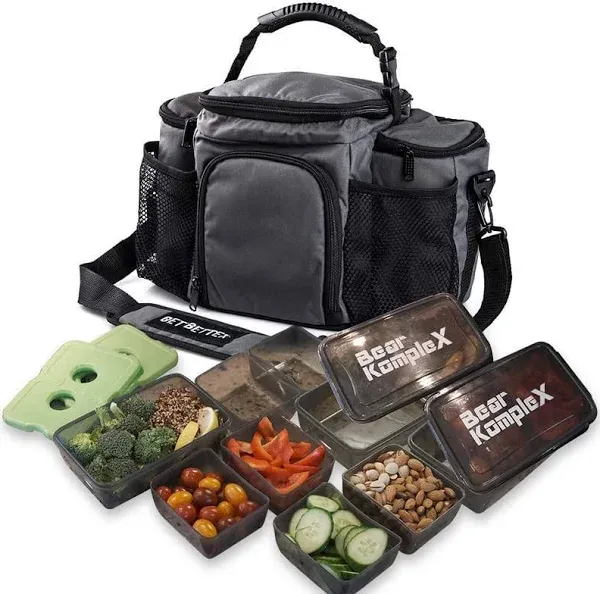 Insulated Meal Prep Management Lunch Bag, 6 Compartment Lunch Box Cooler Tote