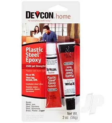 Devcon (52345-12PK) Plastic Steel Epoxy - 1 oz. 2-Part Tube, (Pack of 12) , Gray