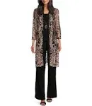 R&M Richards Women's Glitter Embroidered Pant Set W/Duster Jacket & Tank Top