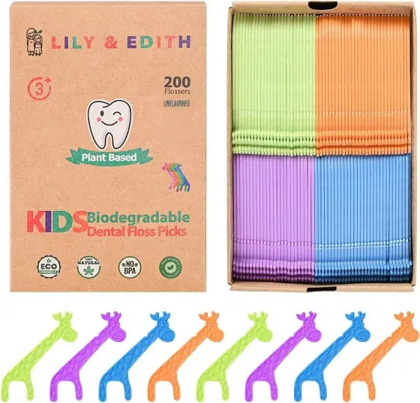 Lily & Edith Kids Plant Based Dental Floss Picks