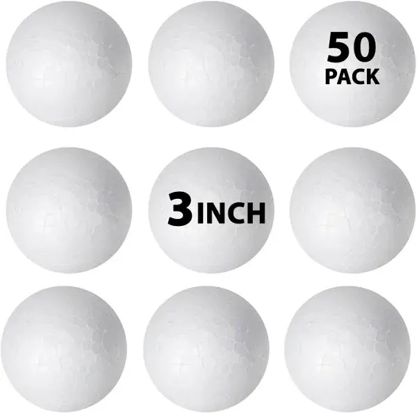 bargain Paradise 50 Pack 3'' inch Foam Balls