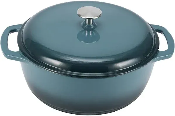 Basics Enameled Cast Iron round Dutch Oven with Lid and Dual Handles, Heavy-Duty