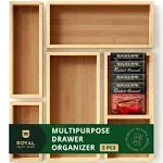 Royal Craft Wood Luxury Bamboo Drawer Organizer Storage Box, Bin Set - Multi-Use Drawer Organizer for Kitchen, Bathroom, Office Desk, Makeup, Jewelry