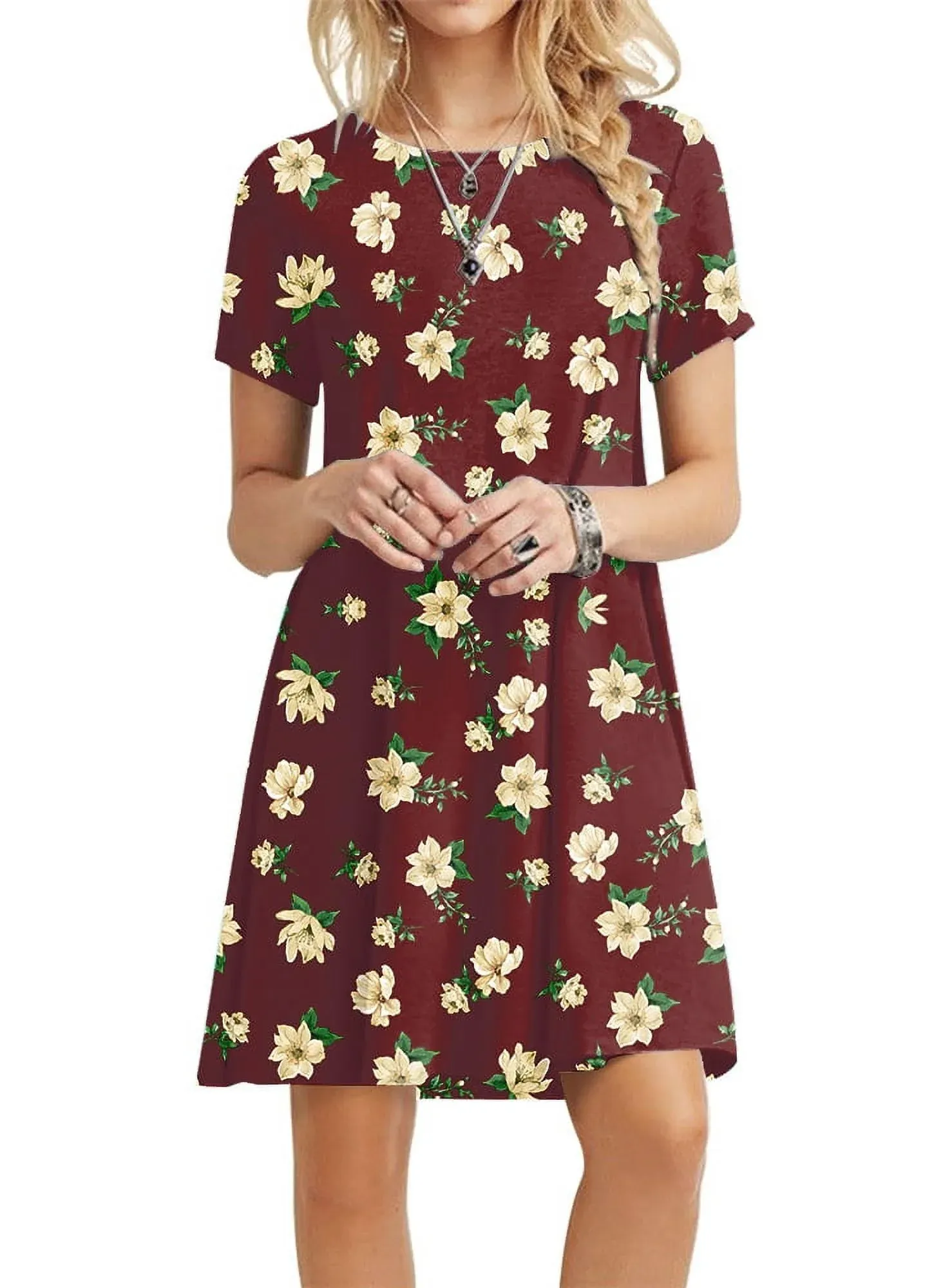 Women's Boho Short Sleeve T-Shirt Dress