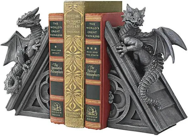 Gothic Castle Dragons Sculptural Bookends