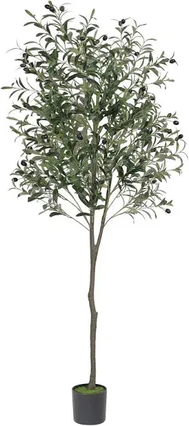 VIAGDO Artificial Olive Tree 6ft Tall Fake Potted Olive Silk Tree with Plante...