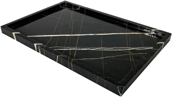 Real Luxurious Vanity Tray Natural Genuine Marble Storage Tray for Home Decor Stone Tray for Bathroom/Kitchen/Vanity/Dresser Non-Resin/Non-Ceramic