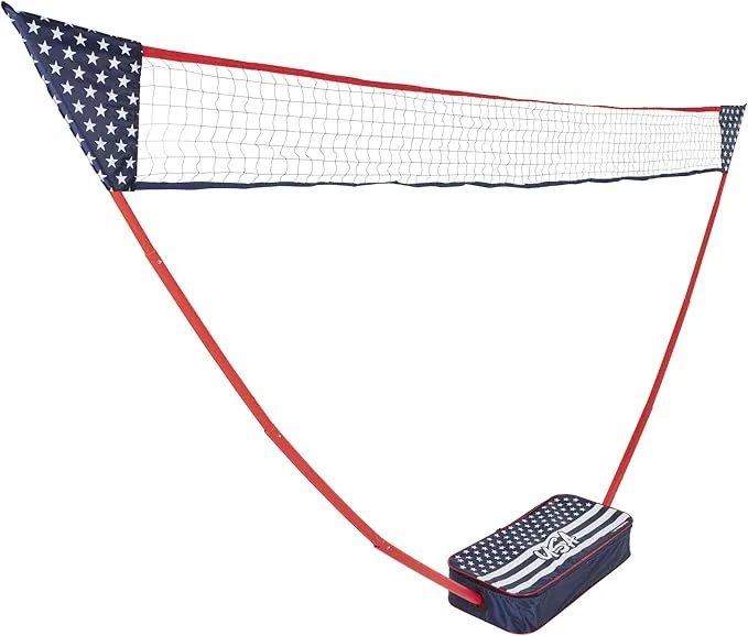 Triumph Sports Patriotic Portable Badminton Set with Freestanding Base Sets Up on Any Surface in Seconds – No Tools or Stakes Required, Multi