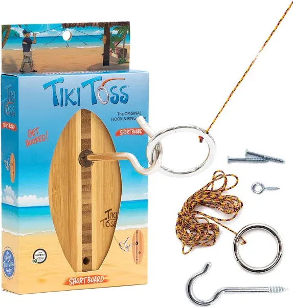 Tiki Toss Hook and Ring Toss Game Hawaiian Short Board Edition