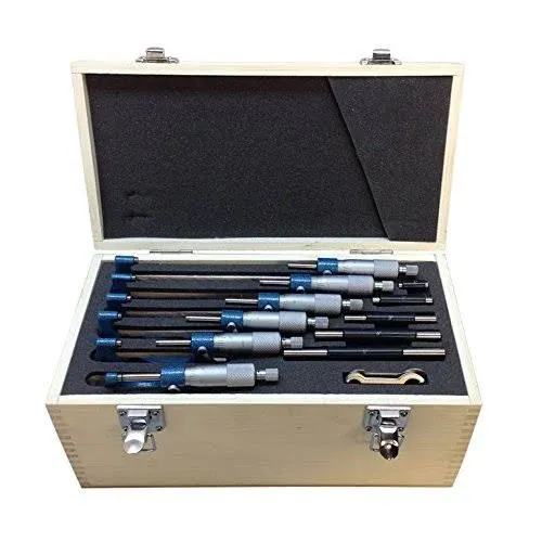 Outside Micrometer Set 0.0001&#034; Precision 6 Pcs 0-6&#034; Carbide Standards Set